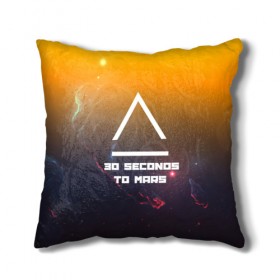 Подушка 3D с принтом 30 SECONDS TO MARS SPACE STYLE в Петрозаводске, наволочка – 100% полиэстер, наполнитель – холлофайбер (легкий наполнитель, не вызывает аллергию). | состоит из подушки и наволочки. Наволочка на молнии, легко снимается для стирки | 