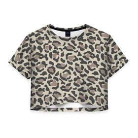 Женская футболка 3D укороченная с принтом Шкура гепарда в Петрозаводске, 100% полиэстер | круглая горловина, длина футболки до линии талии, рукава с отворотами | Тематика изображения на принте: гепард