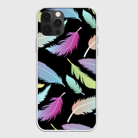 Чехол для iPhone 12 Pro Max с принтом Радужные перья в Петрозаводске, Силикон |  | арт | белый | мульт | новинки | прикольный | птица | рисунок | сова | филин | черный