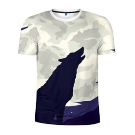 Мужская футболка 3D спортивная с принтом Ночной житель в Петрозаводске, 100% полиэстер с улучшенными характеристиками | приталенный силуэт, круглая горловина, широкие плечи, сужается к линии бедра | волк | дикая | дикий | животное | лес | луна | ночь | собака | тьма
