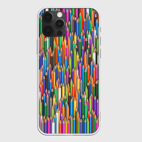 Чехол для iPhone 12 Pro Max с принтом Разноцветные карандаши в Петрозаводске, Силикон |  | дизайнер | карандаш | палитра | паттерн | радуга | рисование | рисунок | художник | цвет | цветной | школа