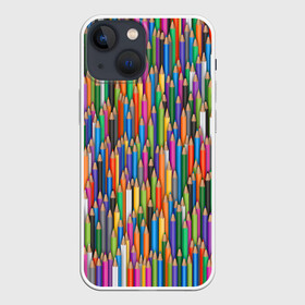 Чехол для iPhone 13 mini с принтом Разноцветные карандаши в Петрозаводске,  |  | дизайнер | карандаш | палитра | паттерн | радуга | рисование | рисунок | художник | цвет | цветной | школа