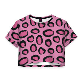 Женская футболка 3D укороченная с принтом Розовый гепард в Петрозаводске, 100% полиэстер | круглая горловина, длина футболки до линии талии, рукава с отворотами | африка | животное | леопард