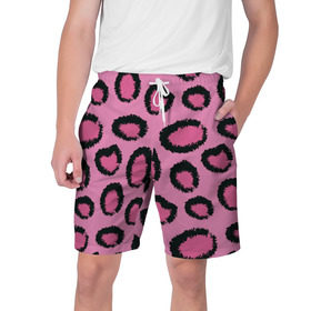 Мужские шорты 3D с принтом Розовый гепард в Петрозаводске,  полиэстер 100% | прямой крой, два кармана без застежек по бокам. Мягкая трикотажная резинка на поясе, внутри которой широкие завязки. Длина чуть выше колен | африка | животное | леопард