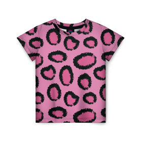 Детская футболка 3D с принтом Розовый гепард в Петрозаводске, 100% гипоаллергенный полиэфир | прямой крой, круглый вырез горловины, длина до линии бедер, чуть спущенное плечо, ткань немного тянется | африка | животное | леопард