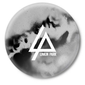 Значок с принтом LINKIN PARK GRAY ABSTRACT ROCK в Петрозаводске,  металл | круглая форма, металлическая застежка в виде булавки | linkin park | logo | music | pop | rock | альтернатива | металл | музыка | музыкальный | поп | рок | честер беннингтон