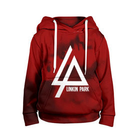 Детская толстовка 3D с принтом LINKIN PARK COLOR RED MUSIC в Петрозаводске, 100% полиэстер | двухслойный капюшон со шнурком для регулировки, мягкие манжеты на рукавах и по низу толстовки, спереди карман-кенгуру с мягким внутренним слоем | linkin park | logo | music | pop | rock | альтернатива | металл | музыка | музыкальный | поп | рок | честер беннингтон