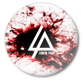 Значок с принтом LINKIN PARK BLOOD COLLECTION в Петрозаводске,  металл | круглая форма, металлическая застежка в виде булавки | linkin park | logo | music | pop | rock | альтернатива | металл | музыка | музыкальный | поп | рок | честер беннингтон