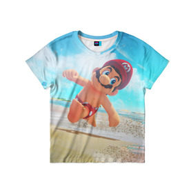 Детская футболка 3D с принтом Super Mario Odyssey в Петрозаводске, 100% гипоаллергенный полиэфир | прямой крой, круглый вырез горловины, длина до линии бедер, чуть спущенное плечо, ткань немного тянется | Тематика изображения на принте: nintendo | super mario odyssey | марио | нинтендо