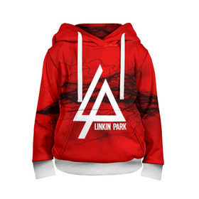 Детская толстовка 3D с принтом LINKIN PARK lightning red в Петрозаводске, 100% полиэстер | двухслойный капюшон со шнурком для регулировки, мягкие манжеты на рукавах и по низу толстовки, спереди карман-кенгуру с мягким внутренним слоем | linkin park | logo | music | pop | rock | альтернатива | металл | музыка | музыкальный | поп | рок | честер беннингтон