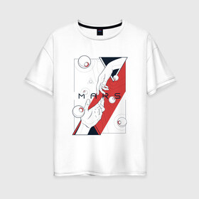 Женская футболка хлопок Oversize с принтом Mars (мужская) в Петрозаводске, 100% хлопок | свободный крой, круглый ворот, спущенный рукав, длина до линии бедер
 | mars | комплект | марс | парная