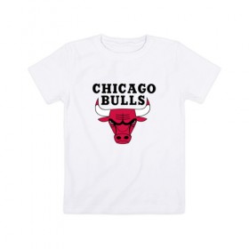 Детская футболка хлопок с принтом Чикаго Буллз в Петрозаводске, 100% хлопок | круглый вырез горловины, полуприлегающий силуэт, длина до линии бедер | баскетбол | спорт | чикаго буллз