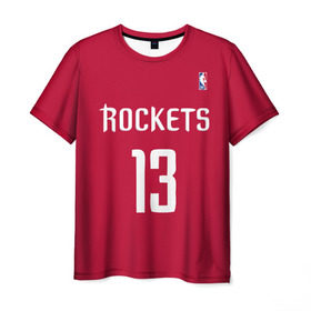 Мужская футболка 3D с принтом Houston Rockets в Петрозаводске, 100% полиэфир | прямой крой, круглый вырез горловины, длина до линии бедер | Тематика изображения на принте: 13 | fear the beard | houston rockets | nba | rise sports | баскетбол | баскетбольная | джеймс харден | нба | номер | спортивная | форма | хьюстон рокетс