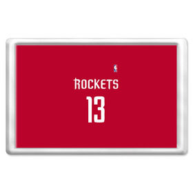 Магнит 45*70 с принтом Houston Rockets в Петрозаводске, Пластик | Размер: 78*52 мм; Размер печати: 70*45 | Тематика изображения на принте: 13 | fear the beard | houston rockets | nba | rise sports | баскетбол | баскетбольная | джеймс харден | нба | номер | спортивная | форма | хьюстон рокетс