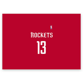Поздравительная открытка с принтом Houston Rockets в Петрозаводске, 100% бумага | плотность бумаги 280 г/м2, матовая, на обратной стороне линовка и место для марки
 | 13 | fear the beard | houston rockets | nba | rise sports | баскетбол | баскетбольная | джеймс харден | нба | номер | спортивная | форма | хьюстон рокетс