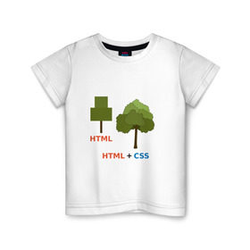 Детская футболка хлопок с принтом Веб-дизайнеры html + css в Петрозаводске, 100% хлопок | круглый вырез горловины, полуприлегающий силуэт, длина до линии бедер | css | html | веб дизайн | дерево | дизайн | программирование | программист