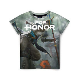 Детская футболка 3D с принтом For Honor в Петрозаводске, 100% гипоаллергенный полиэфир | прямой крой, круглый вырез горловины, длина до линии бедер, чуть спущенное плечо, ткань немного тянется | Тематика изображения на принте: for honor