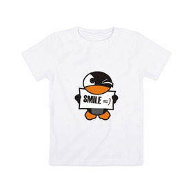Детская футболка хлопок с принтом Улыбка уточки в Петрозаводске, 100% хлопок | круглый вырез горловины, полуприлегающий силуэт, длина до линии бедер | smie | улыбайтесь | улыбка | утка | уточка