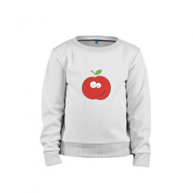 Детский свитшот хлопок с принтом Smile apple в Петрозаводске, 100% хлопок | круглый вырез горловины, эластичные манжеты, пояс и воротник | apple | smile apple | улыбка | яблоко