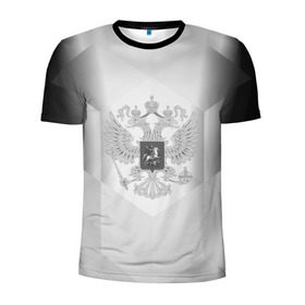 Мужская футболка 3D спортивная с принтом RUSSIA - Black Collection в Петрозаводске, 100% полиэстер с улучшенными характеристиками | приталенный силуэт, круглая горловина, широкие плечи, сужается к линии бедра | russia | герб | двуглавый орел | россия | триколор