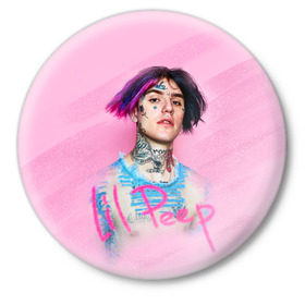 Значок с принтом Lil Pink в Петрозаводске,  металл | круглая форма, металлическая застежка в виде булавки | lil peep | rap | густав ор | лил пип | рэп