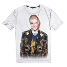 Мужская футболка 3D с принтом White Peep в Петрозаводске, 100% полиэфир | прямой крой, круглый вырез горловины, длина до линии бедер | lil peep | rap | густав ор | лил пип | рэп