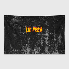 Флаг-баннер с принтом Lil Fire Peep в Петрозаводске, 100% полиэстер | размер 67 х 109 см, плотность ткани — 95 г/м2; по краям флага есть четыре люверса для крепления | lil peep | rap | густав ор | лил пип | рэп