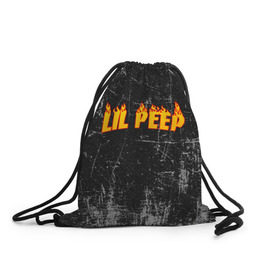 Рюкзак-мешок 3D с принтом Lil Fire Peep в Петрозаводске, 100% полиэстер | плотность ткани — 200 г/м2, размер — 35 х 45 см; лямки — толстые шнурки, застежка на шнуровке, без карманов и подкладки | lil peep | rap | густав ор | лил пип | рэп