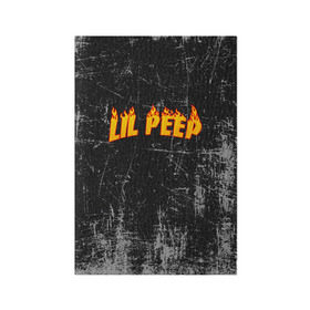Обложка для паспорта матовая кожа с принтом Lil Fire Peep в Петрозаводске, натуральная матовая кожа | размер 19,3 х 13,7 см; прозрачные пластиковые крепления | Тематика изображения на принте: lil peep | rap | густав ор | лил пип | рэп