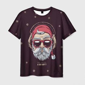 Мужская футболка 3D с принтом Who was a bad boy? в Петрозаводске, 100% полиэфир | прямой крой, круглый вырез горловины, длина до линии бедер | bad | beard | boy | christmas | hipster | new year | santa | борода | дед мороз | новый год | рождество | санта | хипстер