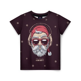 Детская футболка 3D с принтом Who was a bad boy? в Петрозаводске, 100% гипоаллергенный полиэфир | прямой крой, круглый вырез горловины, длина до линии бедер, чуть спущенное плечо, ткань немного тянется | bad | beard | boy | christmas | hipster | new year | santa | борода | дед мороз | новый год | рождество | санта | хипстер