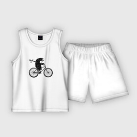Детская пижама с шортами хлопок с принтом Ежик на велосипеде в Петрозаводске,  |  | велосипед | ежик