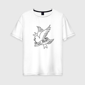 Женская футболка хлопок Oversize с принтом LIL PEEP Cry Baby в Петрозаводске, 100% хлопок | свободный крой, круглый ворот, спущенный рукав, длина до линии бедер
 | band | bird | cry baby | emo | lil peep | logo | music | musician | rap | swag | whiner | группа | леттеринг | логотип | музыка | музыкант | нытик | птица | рэп | сваг | шрифт | эмо