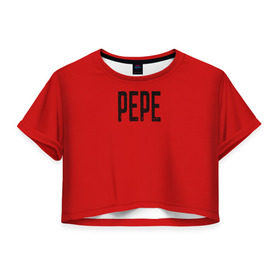 Женская футболка 3D укороченная с принтом LiL PEPE в Петрозаводске, 100% полиэстер | круглая горловина, длина футболки до линии талии, рукава с отворотами | cry baby | emo | lil peep | rap | группа | музыка | надпись | нытик | рэп | эмо