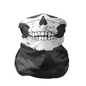 Бандана-труба 3D с принтом Череп маска в Петрозаводске, 100% полиэстер, ткань с особыми свойствами — Activecool | плотность 150‒180 г/м2; хорошо тянется, но сохраняет форму | Тематика изображения на принте: camouflage | military | skull | военная | камуфляж | череп
