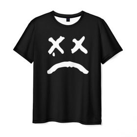 Мужская футболка 3D с принтом LiL PEEP RIP в Петрозаводске, 100% полиэфир | прямой крой, круглый вырез горловины, длина до линии бедер | band | cry baby | emo | lil peep | music | musician | rap | smile | swag | tear | музыка | музыкант | нытик | рэп | сваг | слеза | смайлик | эмо
