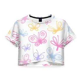 Женская футболка 3D укороченная с принтом Это чудо природы в Петрозаводске, 100% полиэстер | круглая горловина, длина футболки до линии талии, рукава с отворотами | Тематика изображения на принте: бабочки | волшебство | крылья | насекомое | полет | природа | сказка | цветное | яркое