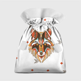 Подарочный 3D мешок с принтом Этнический лис в Петрозаводске, 100% полиэстер | Размер: 29*39 см | дикая | дикий | лес | лис | лиса | луна | ночь | собака | тьма