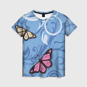 Женская футболка 3D с принтом Чудо природы в Петрозаводске, 100% полиэфир ( синтетическое хлопкоподобное полотно) | прямой крой, круглый вырез горловины, длина до линии бедер | бабочки | волшебство | крылья | насекомое | полет | природа | сказка | цветное | яркое