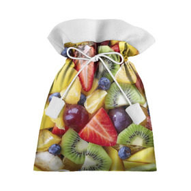 Подарочный 3D мешок с принтом Фруктовое ассорти в Петрозаводске, 100% полиэстер | Размер: 29*39 см | витамины | еда | клубника | лимон | малина | овощи | фрукты | цвета | яблоко | яркие