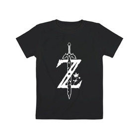 Детская футболка хлопок с принтом Z в Петрозаводске, 100% хлопок | круглый вырез горловины, полуприлегающий силуэт, длина до линии бедер | Тематика изображения на принте: legend of zelda | link | зельда | линк
