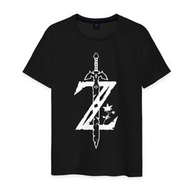 Мужская футболка хлопок с принтом Z в Петрозаводске, 100% хлопок | прямой крой, круглый вырез горловины, длина до линии бедер, слегка спущенное плечо. | legend of zelda | link | зельда | линк