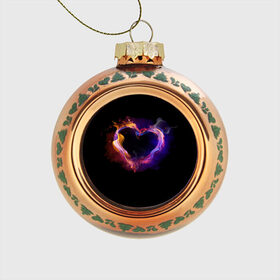 Стеклянный ёлочный шар с принтом Огненное сердце в Петрозаводске, Стекло | Диаметр: 80 мм | любовь | огонь | сердце