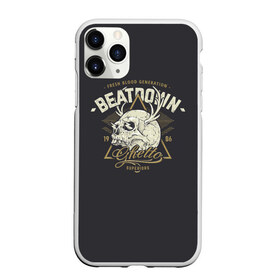 Чехол для iPhone 11 Pro Max матовый с принтом Beatdown Ghetto 1986 в Петрозаводске, Силикон |  | bones | gothic | grunge | horns | lightning | rock and roll | skeleton | skull | tattoo | готика | гранж | кости | молнии | рога | рок н ролл | скелет | тату | череп