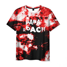 Мужская футболка 3D с принтом PAPA ROACH BLOOD ROCK STYLE в Петрозаводске, 100% полиэфир | прямой крой, круглый вырез горловины, длина до линии бедер | papa roach | roach | папа роач | папароач | папароч | роач | роч