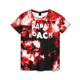 Женская футболка 3D с принтом PAPA ROACH BLOOD ROCK STYLE в Петрозаводске, 100% полиэфир ( синтетическое хлопкоподобное полотно) | прямой крой, круглый вырез горловины, длина до линии бедер | papa roach | roach | папа роач | папароач | папароч | роач | роч