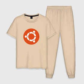 Мужская пижама хлопок с принтом Ubuntu OS в Петрозаводске, 100% хлопок | брюки и футболка прямого кроя, без карманов, на брюках мягкая резинка на поясе и по низу штанин
 | ubuntu | убунта | убунту
