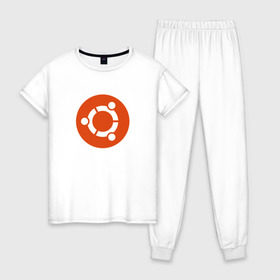 Женская пижама хлопок с принтом Ubuntu OS в Петрозаводске, 100% хлопок | брюки и футболка прямого кроя, без карманов, на брюках мягкая резинка на поясе и по низу штанин | ubuntu | убунта | убунту