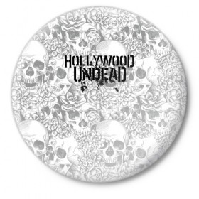 Значок с принтом Hollywood Undead в Петрозаводске,  металл | круглая форма, металлическая застежка в виде булавки | Тематика изображения на принте: 