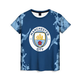 Женская футболка 3D с принтом Manchester city 2018 Original в Петрозаводске, 100% полиэфир ( синтетическое хлопкоподобное полотно) | прямой крой, круглый вырез горловины, длина до линии бедер | 